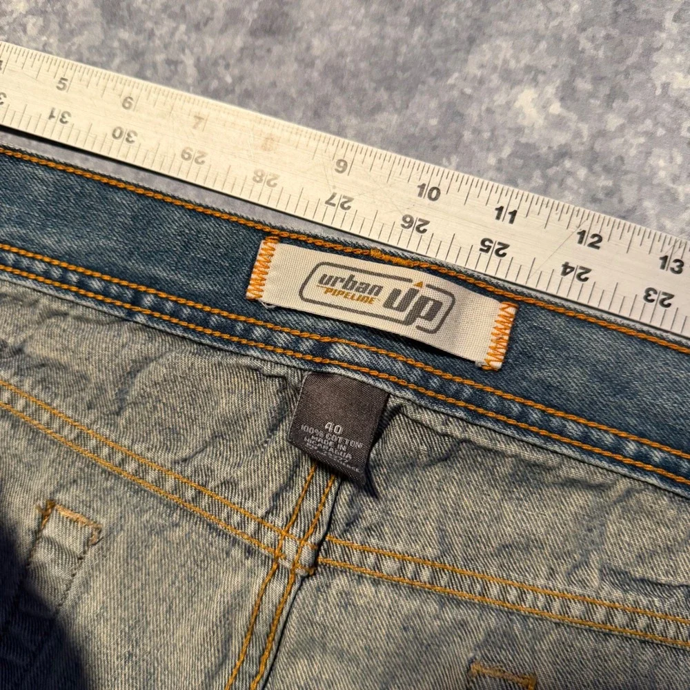 Y2K Urban Pipeline Mens Blue Denim Jean Shorts Size 40 Baggy Relaxed Fit‎ Cotton